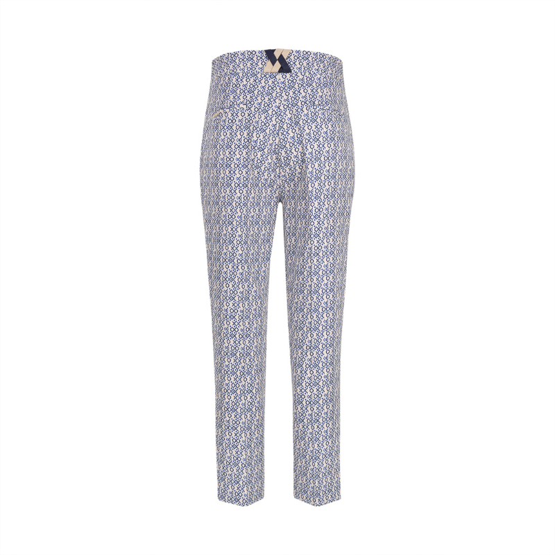 Calça Clássica Mar padrão azul - SILVINA CAMPOS