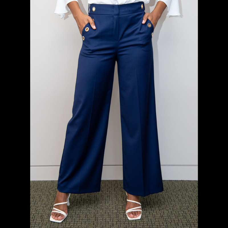 Calças pantalonas com ilhós - SILVINA CAMPOS