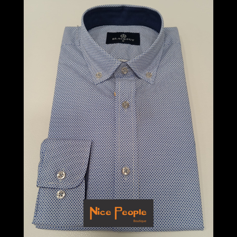 Camisa popeline fantasia slim fit - BLACKOUT