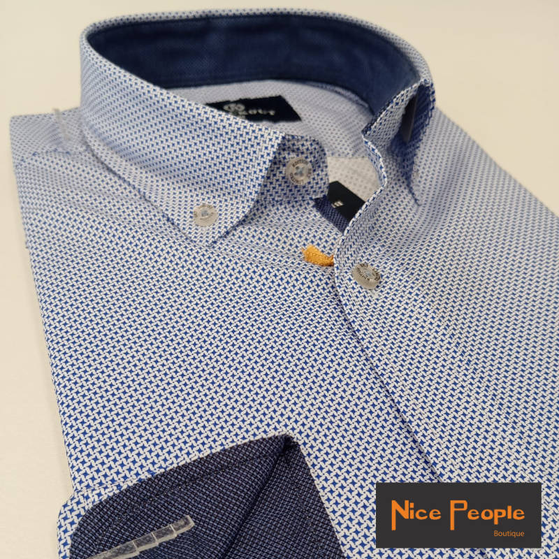 Camisa popeline fantasia slim fit - BLACKOUT