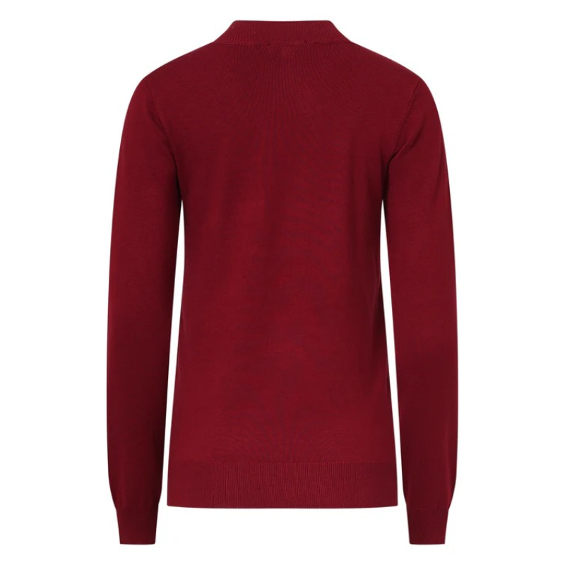 Camisola de manga comprida em bordô. Pormenores de botões forrados nos ombros.
Composição: 70%Viscose + 30%Nylon