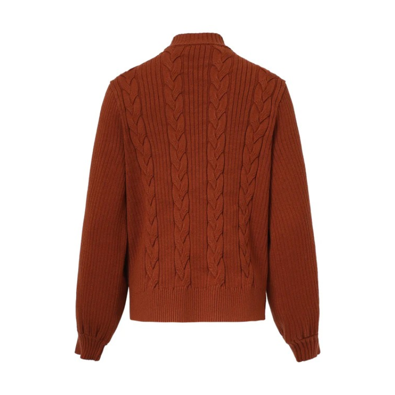 Camisola de decote redondo, de malha estruturada em cognac. Camisola de corte solto e de mangas compridas soltas a terminar com punho mais justo.
Composição: 52%Viscose + 28%Poliéster + 20%Nylon