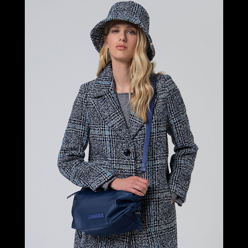 Mala de ombro de nylon franzido com fecho Navy - SURKANA