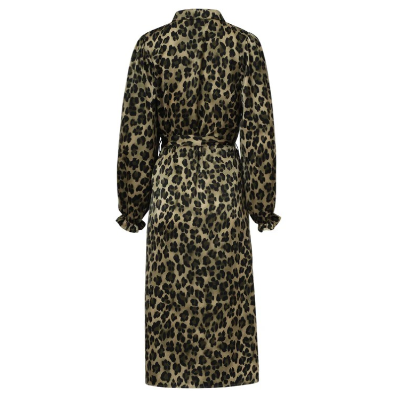 Vestido camiseiro acetinado animal print - SMASHED LEMON