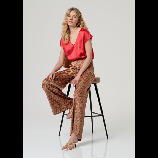 Calças pantalonas com padrão geométrico - SURKANA