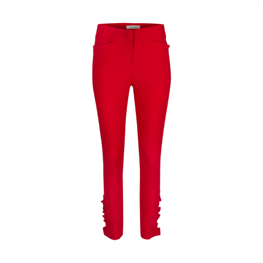 Calças skinny vermelha com folho - SILVINA CAMPOS